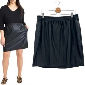 J.Crew x Universal Standard Faux Leather Mini‎ Skirt Black Plus Size 2X